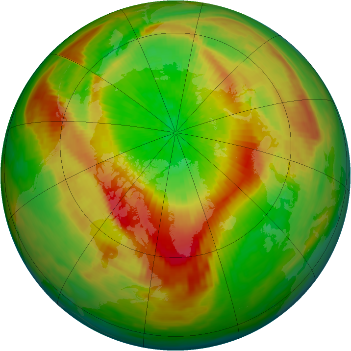 Arctic ozone map for 30 March 1990